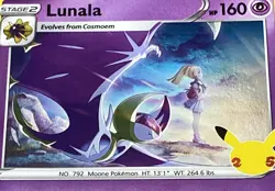 2021 POKEMON TCG CARD | LUNALA | RARE HOLO | 25th CELEBRATIONS # 15 / 25 | MINT - Image 2