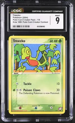CGC 9 MINT Treecko 2004 Kids' WB! Poke Card Creator Contest 1/5 Pokemon Card - Image 1