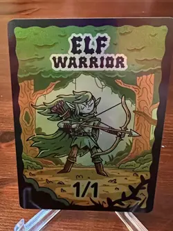 Wizard Of The Barge Magic The Gathering Foil Elf Warrior 1/1 Token Kickstarter - Image 1