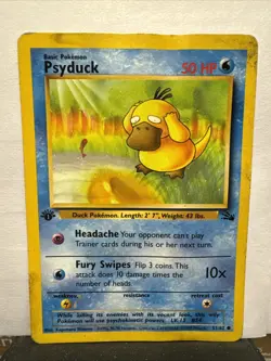 Pokemon TCG Psyduck Fossil 1st Edition 53/62 HP - Image 1