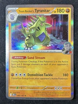 Team Rocket’s Tyranitar 096/182 Holo Rare Pokemon TCG SV Destined Rivals NM - Image 1