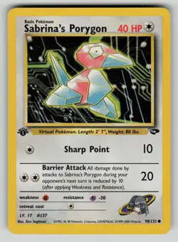 Sabrina's Porygon 98/132 Common Gym Challenge Pokemon 1st Edition LP - Image 1
