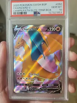 Pokemon 2020 Charizard v #050 Champions Path ETB Promo SWSH BSP PSA 10 - Image 1