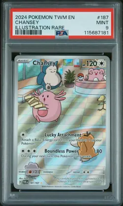 2024 POKEMON TWM EN-TWILIGHT MASQUERADE ILLUSTRATION RARE #187 CHANSEY PSA 9 - Image 1