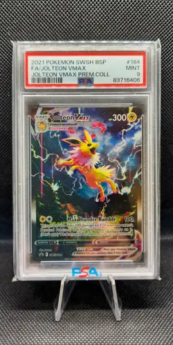 2021 POKEMON SWSH BLACK STAR PROMO #184 FULL ART/JOLTEON VMAX PSA 9 - Image 1