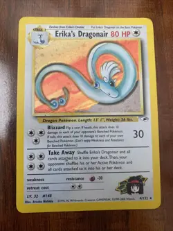 Pokemon Erika’s Dragonair Holo Rare Gym Heroes Unlimited 4/132 HP/Damaged - Image 1
