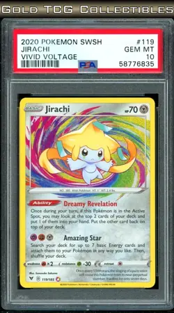 PSA 10 ⭐ Pokemon Jirachi 119 Amazing Rare Vivid Voltage Full Art Graded Card - Image 1