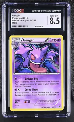 CGC 8.5 Gengar 2015 BREAKthrough 60/162 Holo Pokemon Card - Image 1