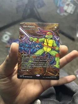 Magic: The Gathering Leo's Katana M 0018 PZA Artifact Equipment Foil TMNT Card - Image 1