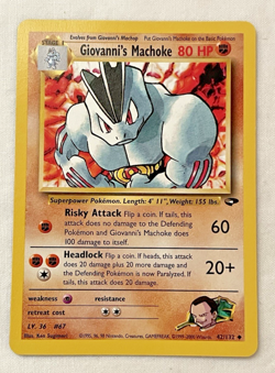 1x Giovanni's Machoke 42/132 Gym Challenge Pokemon Card LP - Image 1