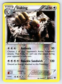 Slaking 83/111 B&W 2014 Furious Fists Pokemon Card TCG Reverse Holo Rare Nm/Vlp - Image 1