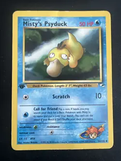 1st Edition Misty's Psyduck Uncommon 54/132 Gym Heroes Pokemon Card - Image 2