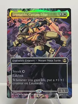 Leonardo, Cutting Edge Borderless Foil TMNT Turtles MTG Magic The Gathering NM - Image 1