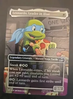 Leonardo, Leader in Blue (Borderless) Teenage Mutant Ninja Turtles MTG Foil NM - Image 1