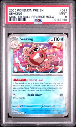 2025 POKEMON PRE EN-PRISMATIC EVOLUTIONS MASTER BALL REVERSE HOLO SEAKING PSA 9 - Image 1