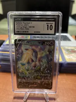 Pokemon TCG Galarian Rapidash v Chilling Reign Alternate Art 168/198 CGC 10 - Image 1