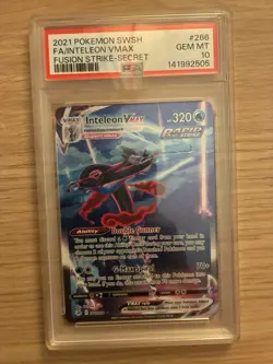 Pokemon Inteleon VMAX 266/264 Fusion Strike Secret Rare Alt Art Holo 2021 PSA 10 - Image 1