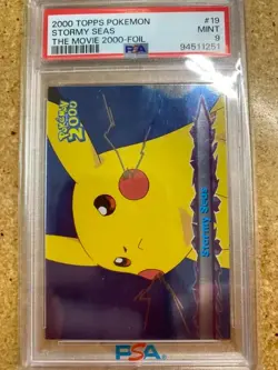 2000 Topps Pokemon PSA 9 Stormy Seas Pikachu FOIL - Image 1