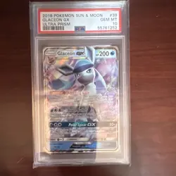 Pokemon Glaceon GX Ultra Prism Ultra Rare Holo 39/156 Stage 1 HP200 PSA 10 - Image 1