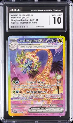 2024 POKEMON SURGING SPARKS #242/191 ALOLAN EXEGGUTOR EX CGC 10 GEM MINT - Image 1