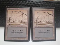 Lot of (2) MTG Beta Edition Swamp Land 1990s Vintage Magic - Image 1
