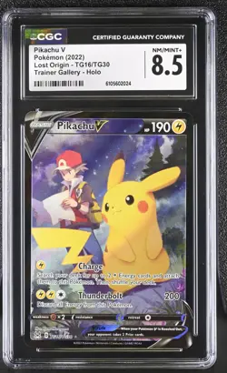 2022 Pokemon Pikachu V TG16/TG30 Lost Origin Trainer Gallery Holo CGC 8.5 - Image 1