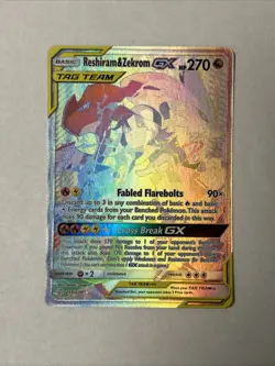 Reshiram & Zekrom GX Rainbow Pokemon Cosmic Eclipse 259/236 - Image 1