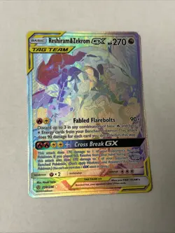 Reshiram & Zekrom GX Rainbow Pokemon Cosmic Eclipse 259/236 - Image 2