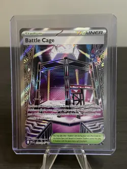 Battle Cage 116/094 PFL Ultra Rare Full Art Holo Trainer-Stadium Pokemon Card NM - Image 1
