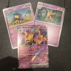 Pokemon Abra 063 Kadabra 064 Cosmos Holo Alakazam ex 050 Set Holo 151, Swirls A - Image 1