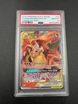 Pokemon Charizard & Braixen GX 22/236 Sm-Cosmic Eclipse Ultra Rare Holo PSA 10 - Image 1