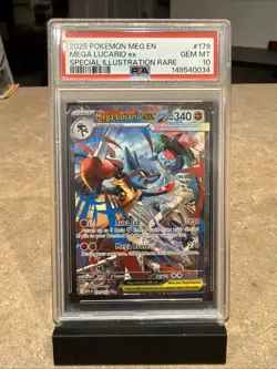 2025 POKEMON MEGA EVOLUTION SPECIAL ILLUSTRATION RARE MEGA LUCARIO EX PSA 10 - Image 1
