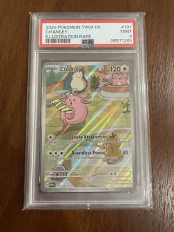 Pokemon Chansey 187/167 Sv06 Twilight Masquerade Illustration Rare Holo PSA 9 - Image 1