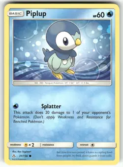 Piplup (31) SM - Ultra Prism Common Pokemon Lightly played - Image 1