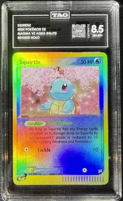 POP 1 Pokemon Squirtle EX Magma Vs Aqua Reverse Holo #46 TAG 8.5 - Image 1