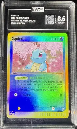 POP 1 Pokemon Squirtle EX Magma Vs Aqua Reverse Holo #46 TAG 8.5 - Image 2