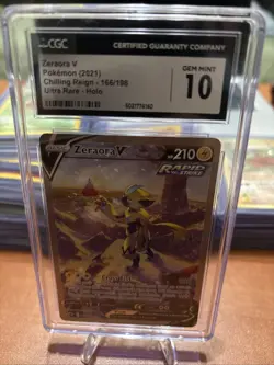 2021 Pokemon CGC Gem Mint 10 Zeraora V Chilling Reign #166 Alternate Full Art - Image 1