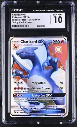 🔥🔥🔥 CGC 10 Charizard Gx Hidden Fates Shiny Vault Holo Sv49/Sv94 Pokemon Card - Image 1