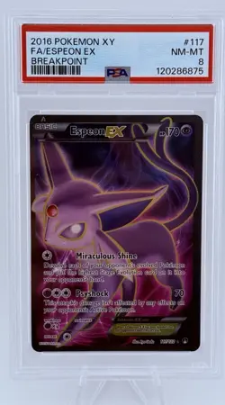 2016 POKEMON XY BREAKPOINT #117 FULL ART/ESPEON EX PSA 8 - Image 1