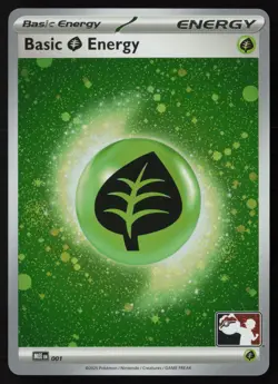 Pokemon Basic Grass Energy - Cosmos Holo MEE 001 Prize Pack Series 8 - NM - Image 1