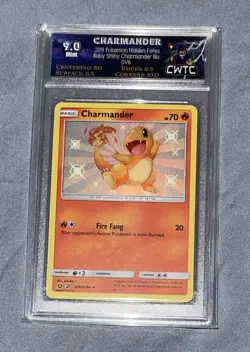 2019 POKEMON SUN & MOON HIDDEN FATES CHARMANDER BABY SHINY #SV6 CWTC 9 Graded - Image 1