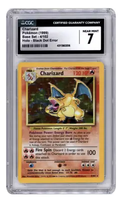 Pokemon Charizard Base Set Unlimited Holo Rare #4 BLACK DOT ERROR CGC 7 - Image 1