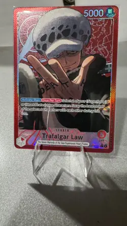 One Piece TCG The Azure Sea’s Seven Trafalgar Law ALT Art Leader OP14-001 - Image 1