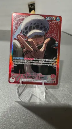 One Piece TCG The Azure Sea’s Seven Trafalgar Law ALT Art Leader OP14-001 - Image 2
