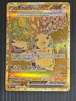 Pokemon TCG Pikachu EX Prismatic Evolutions Gold Hyper Rare Card 179/131 - Image 1