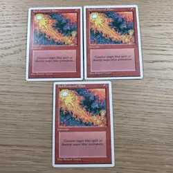 RED ELEMENTAL BLAST X3 MAGIC THE GATHERING FOURTH EDITION VINTAGE MTG CARD - Image 1