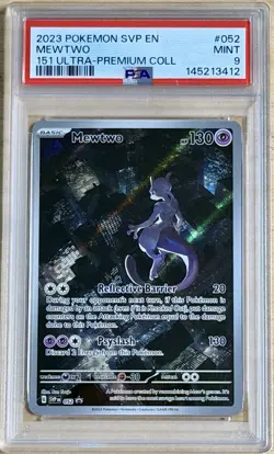 2023 Pokemon SVP EN #52 Mewtwo Black Star Promo Ultra Premium collection PSA 9 - Image 1