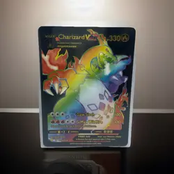 Charizard VMAX Black Foil Rainbow Display Custom FAN ART Pokemon Card Anime - Image 1