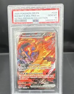 Pokemon TCG Team Rocket's Moltres ex Destined Rivals EX Holo 229/182 2025 PSA 10 - Image 1