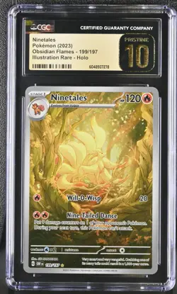 CGC Pristine 10 Ninetales Illustration Rare Obsidian Flames 2023 Pokemon #199 - Image 1